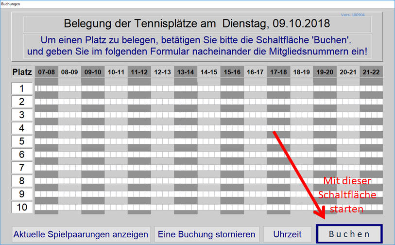 Platzbelegung Startbildschirm