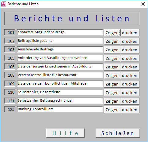 Listen für den Kassenwart