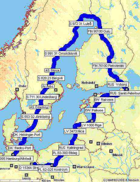 Gesamtstrecke rund um die Ostsee